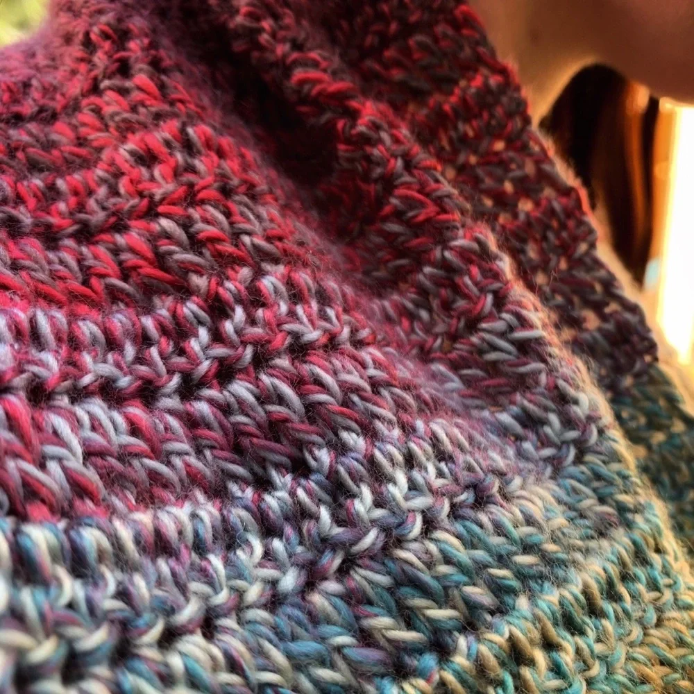 Handmade Crochet Unisex Extra Long Oversized Colorful Scarf with Fringe - Picture 4 of 10